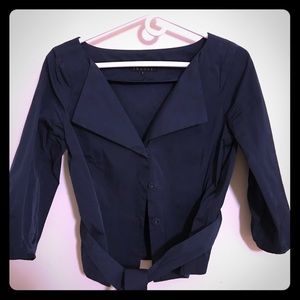 Theory Navy Blazer with tie belt
